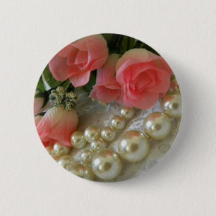 Badge Rond 5 Cm Rose et perles