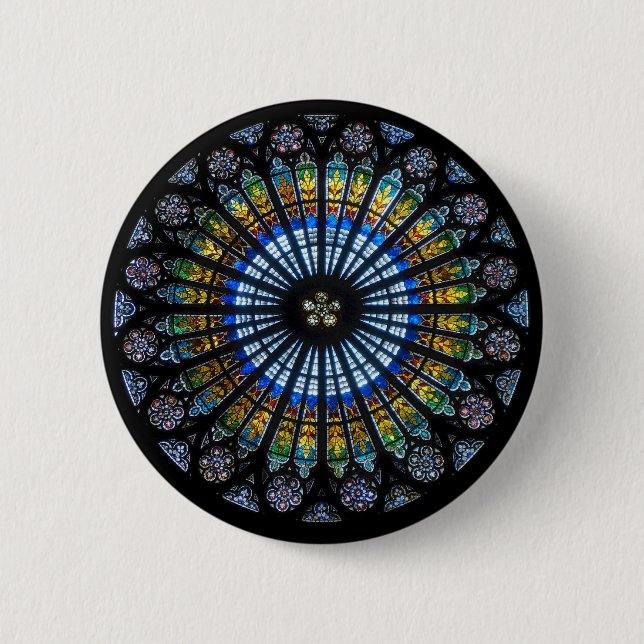 Badge Rond 5 Cm rose fenêtre cathédrale strasbourg (Devant)