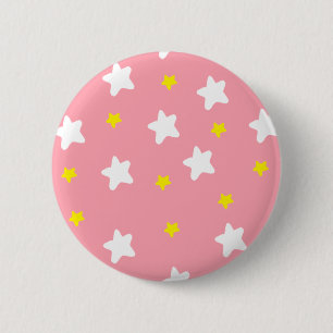 Badge Rond 5 Cm Rose heureux d'étoiles