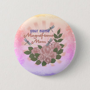 Badge Rond 5 Cm Rose Magnifique coutume maman
