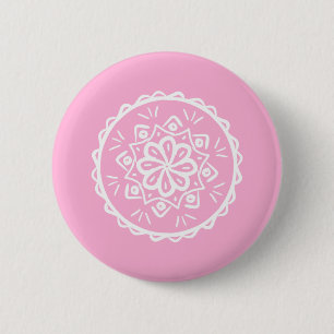 Badge Rond 5 Cm Rose Mandala