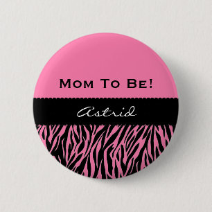 Badge Rond 5 Cm ROSE moderne V09 d'impression de zèbre de baby