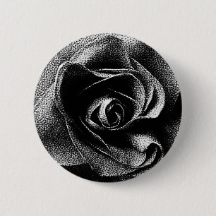 BADGE ROND 5 CM ROSE NOIR
