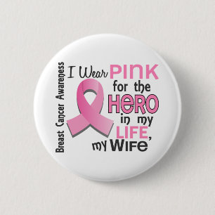 Badge Rond 5 Cm Rose pour le héros dans mon cancer du sein