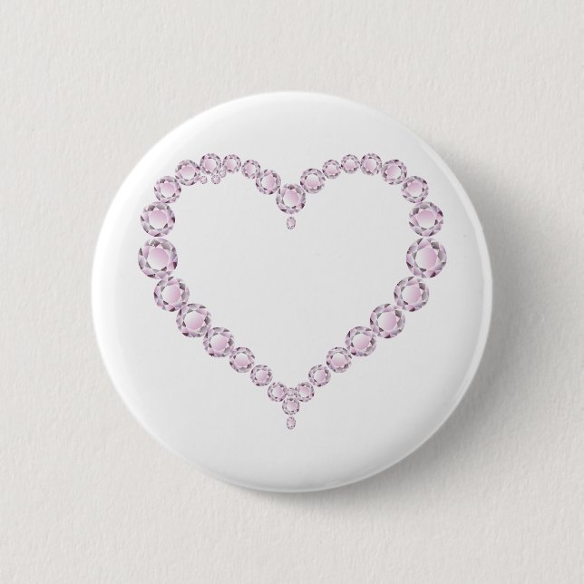 Badge Rond 5 Cm Rose Quartz Gem Heart (Devant)