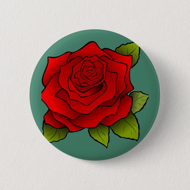 Badge Rond 5 Cm Rose rouge simple (Devant)