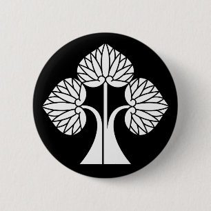 Badge Rond 5 Cm Rose trémière dressée