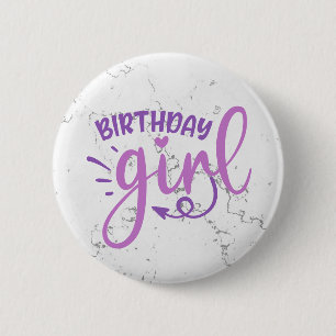 Badge Rond 5 Cm Rose violet tendance fille d'anniversaire
