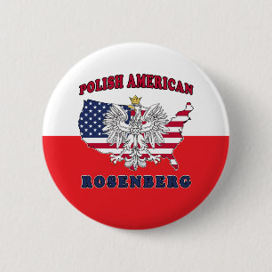 Badge Rond 5 Cm Rosenberg Texas Polonais Américains