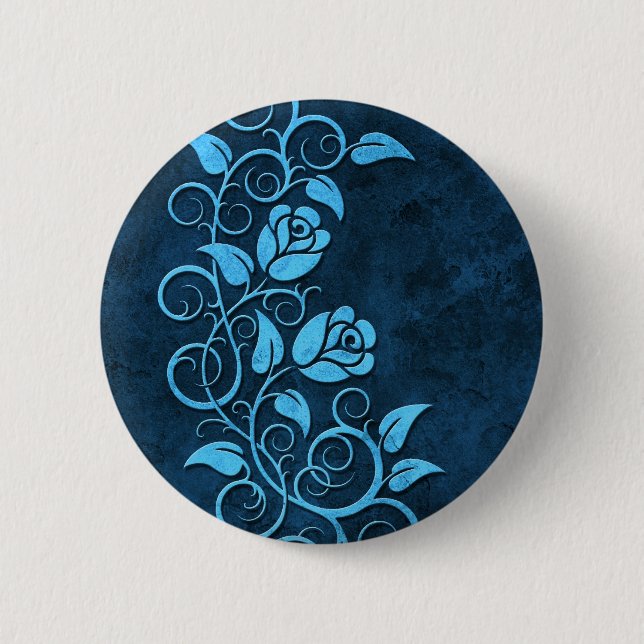 Badge Rond 5 Cm Roses en pierre de tourbillonnement, bleus (Devant)