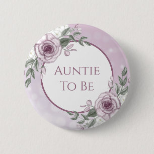 Badge Rond 5 Cm Roses mauves, Tante à être, Baby shower