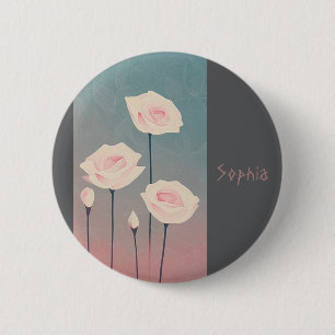 Badge Rond 5 Cm Roses, personalized