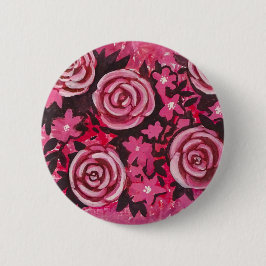 Badge Rond 5 Cm Roses roses peignant l'insigne
