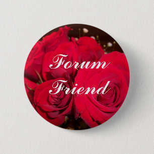 Badge Rond 5 Cm Roses rouges, ami de forum