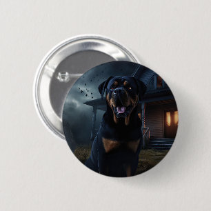 Badge Rond 5 Cm Rottweiler Halloween Épouvantable