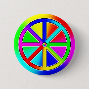 Badge Rond 5 Cm Roue bouddhiste arc-en-ciel