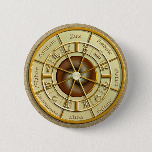 Badge Rond 5 Cm Roue de Wiccan de l'année (Devant)