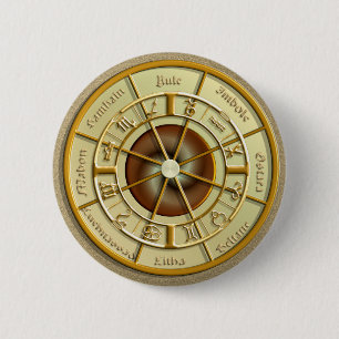Badge Rond 5 Cm Roue de Wiccan de l'année