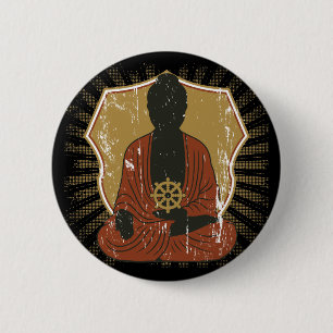 Badge Rond 5 Cm Roue méditante de Bouddha Dharma