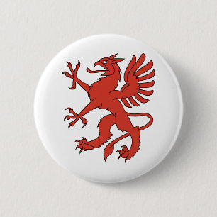 Badge Rond 5 Cm Rouge animal Créature Dragon Wings Langue de la la
