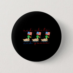 Badge Rond 5 Cm Rouge Blanc Et Oie 4 Juillet Fête De L'Indépendanc