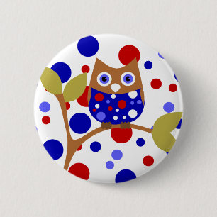 Badge Rond 5 Cm Rouge, Blanc et Qui !