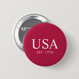 Badge Rond 5 Cm Rouge Blanc USA Moderne Établie 1776