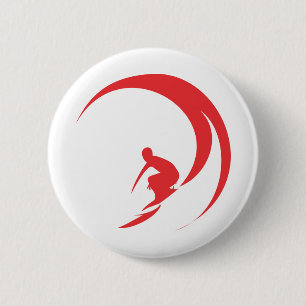 Badge Rond 5 Cm Rouge de surfer