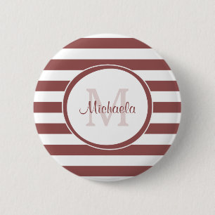 Badge Rond 5 Cm Rouge en terre cuite solide et nom à la mode