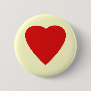 Badge Rond 5 Cm Rouge et Crème Love Coeur Design.
