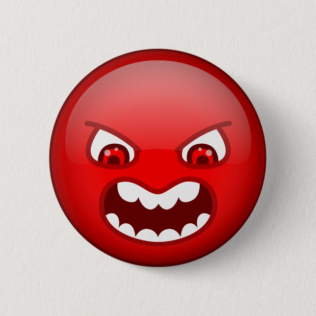 Badge Rond 5 Cm Rouge fâché (Devant)