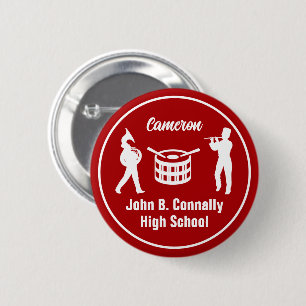 Badge Rond 5 Cm Rouge High School Marching Band Personnalisé