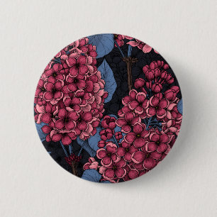 Badge Rond 5 Cm Rouge lilas sur bleu foncé