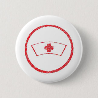 Badge Rond 5 Cm rouge médical urgence hôpital infirmière croix