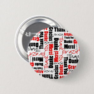 Badge Rond 5 Cm Rouge noir Merci mot Cloud
