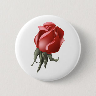 Badge Rond 5 Cm Rouge Rose Bud