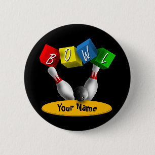 Badge Rond 5 Cm Roulent un bowling de Rama
