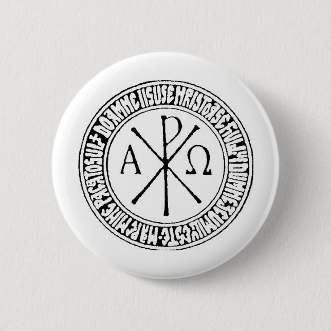 Badge Rond 5 Cm Roumain Christogram avec la prière de Jésus (Devant)
