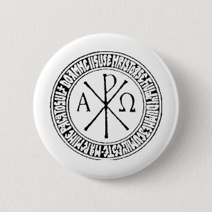 Badge Rond 5 Cm Roumain Christogram avec la prière de Jésus