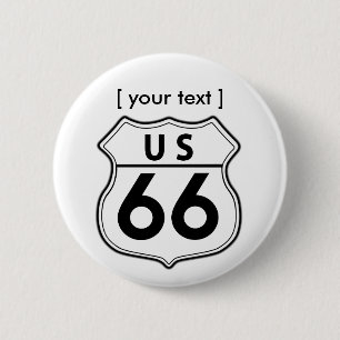 Badge Rond 5 Cm Route 66 Road Sign Button