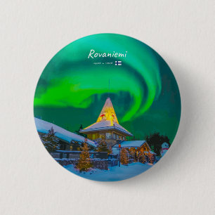 Badge Rond 5 Cm Rovaniemi, Finland - Aurore magique 