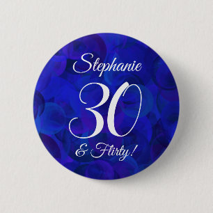 Badge Rond 5 Cm Royal Blue 30 et Flirty Birthday Party