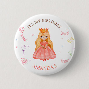 Badge Rond 5 Cm Royals Princess Three Birthday Party Buttes