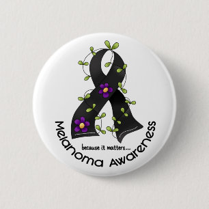 Badge Rond 5 Cm RUBAN 1 de FLEUR de mélanome