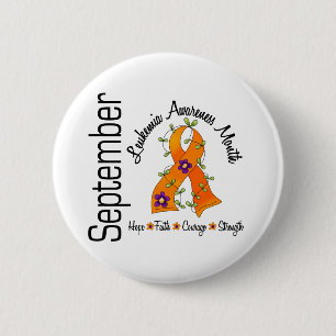 Badge Rond 5 Cm Ruban 1 de fleur de mois de conscience de leucémi