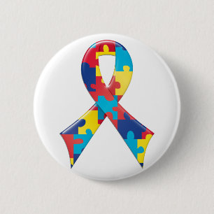 Badge Rond 5 Cm Ruban A4 de sensibilisation sur l'autisme