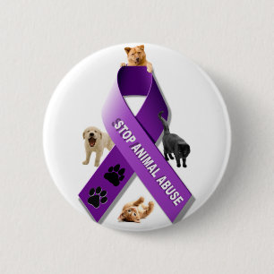 Badge Rond 5 Cm Ruban animal de conscience d'abus