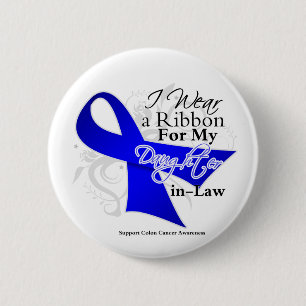Badge Rond 5 Cm Ruban bleu de belle-fille - cancer du colon