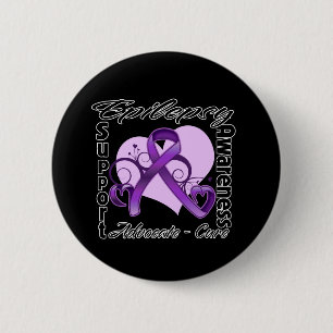 Badge Rond 5 Cm Ruban cardiaque - Sensibilisation à l'épilepsie