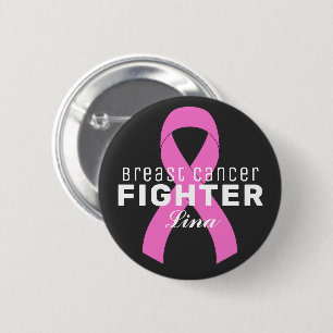Badge Rond 5 Cm Ruban contre le cancer du sein Bouton noir
